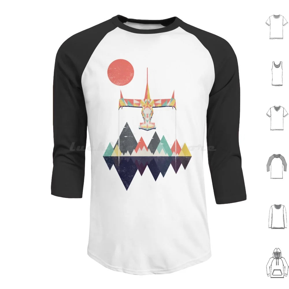 Cowboy Bebop: Swordfish Sunset Hoodie cotton Long Sleeve Sunset Geometric Space Mountains Swordfish Spike Colorful
