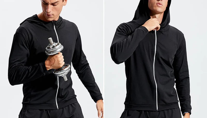 Baki: Print Fitness Running Jackets for Men Sports Athletic Hooded Coats Quick Dry Stretch Outwear Long Sleeve Zip Up Tops