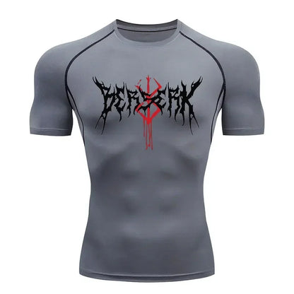 Berserk: Compression T-shirt Men Elastic Tight Sportswear Short-sleeved Gym Bodybuilding Quick-drying Sweatshirt Top S-3XL