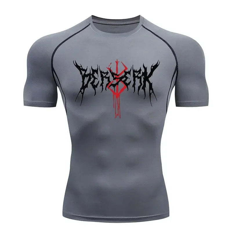 Berserk: Compression T-shirt Men Elastic Tight Sportswear Short-sleeved Gym Bodybuilding Quick-drying Sweatshirt Top S-3XL