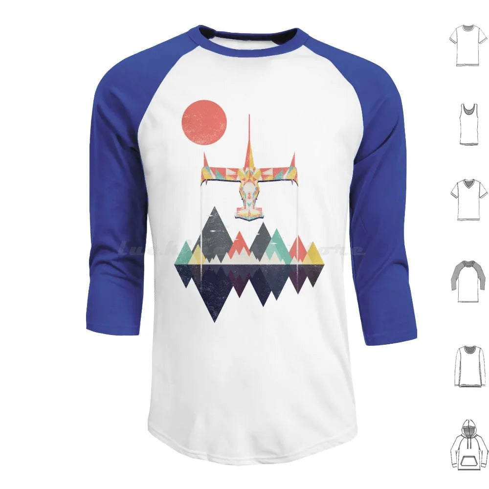 Cowboy Bebop: Swordfish Sunset Hoodie cotton Long Sleeve Sunset Geometric Space Mountains Swordfish Spike Colorful