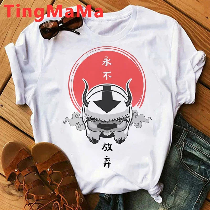 Avatar The Last Airbender: T Shirt Women Kawaii Anime Appa Tshirt Funny Cartoon Avatar Graphic Tees Fashion Unisex T-shirt