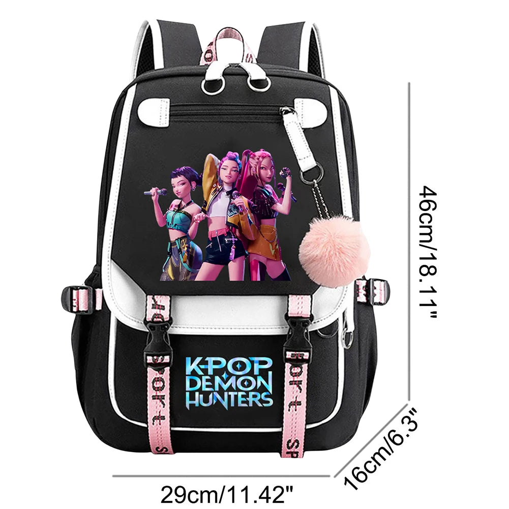 K-Pop Demon Hunters -  Bookbag Student Anime Kawaii School Bags USB Charging Backpack Teenagers Large Capacity Slayer Rucksack