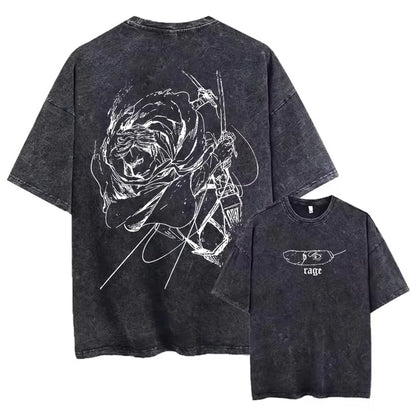 Attack On Titan: Washed Tshirts Hip Hop Retro Punk Gothic Cotton Vintage T-Shirt Harajuku Casual Men Short Sleeve Top Tee