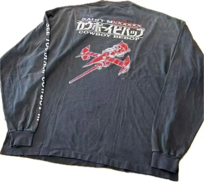 Cowboy Bebop: Long-sleeved Sweatshirt Vintage Saint Print Oversize High Quality Tops Clothing