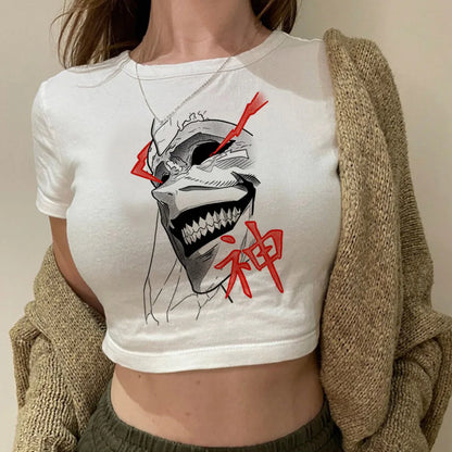 Solo Leveling: Levelling crop top gothic  summer cute Aesthetic 2000s harajuku coquette Streetwear babydoll woman t-shirt
