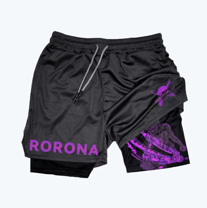 One Piece: Official character print shorts, retro Y2K anime beach shorts, quick-drying fabric, fitness and jogging