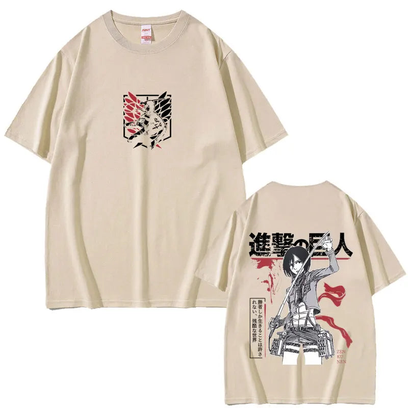 Attack on Titan: Mikasa Ackerman Merch T-shirt Men Women Manga Harajuku Oversized T Shirt Male Casual Retro Cotton T-shirts