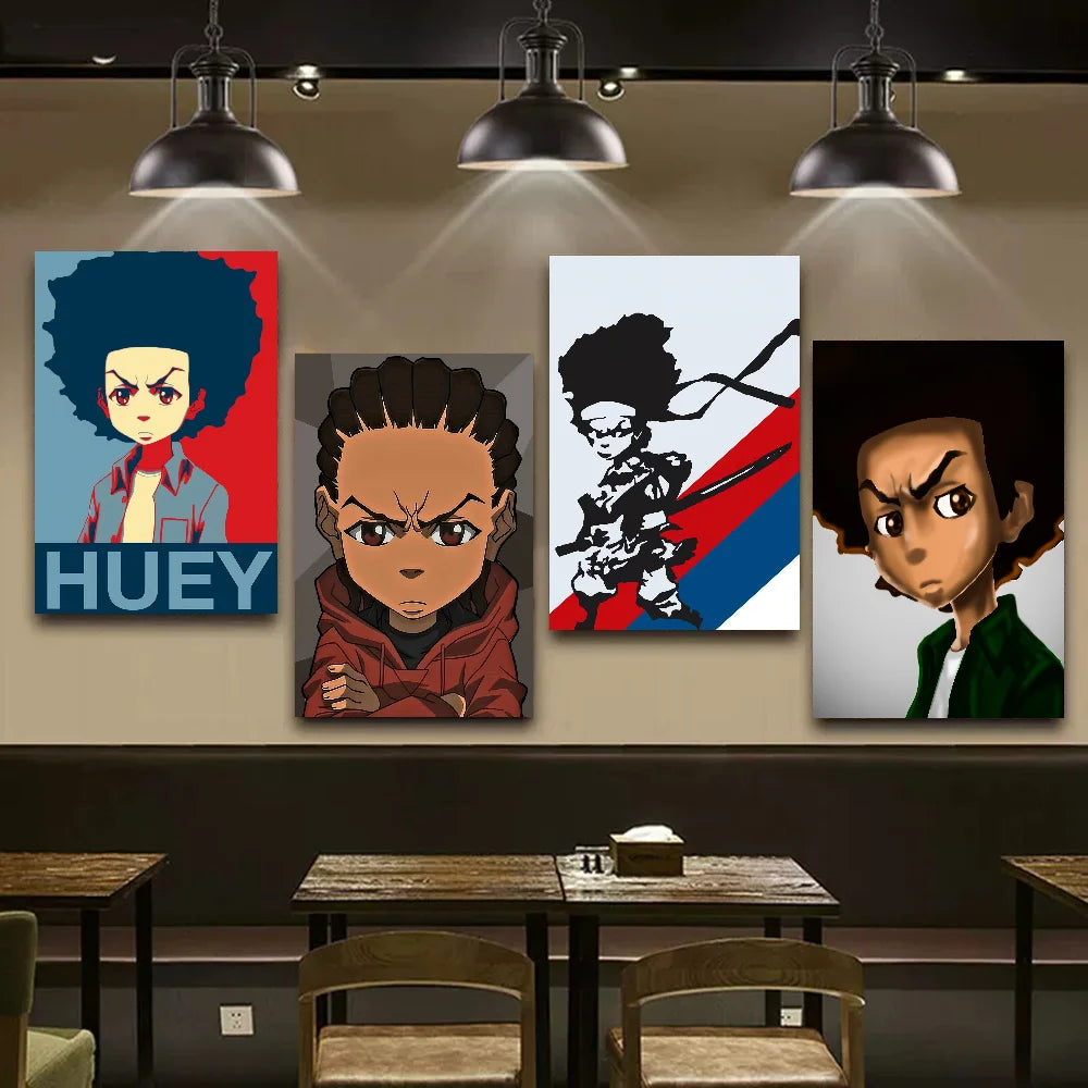 The Boondocks: Huey Freeman  Classic Anime Poster Fancy Wall Sticker for Living Room Bar Decoration Decor Art Wall Stickers