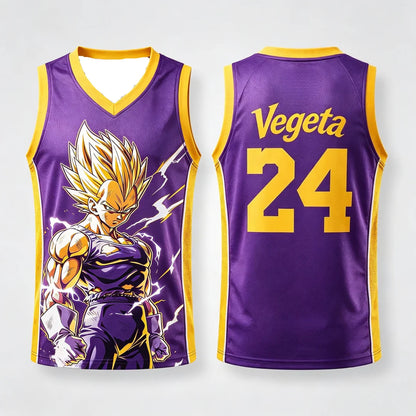 Dragon Ball: Vegeta Super Saiyan #23 Basketball Jersey Tank Top Anime Print Breathable Sportswear Unisex Streetwear for Fans Kids