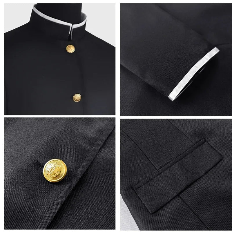Dandadan: Ken Takakura Cosplay Costume Wig Anime Okarun School Uniform Black Jacket Pants Gakuran Glasses Halloween Party Men