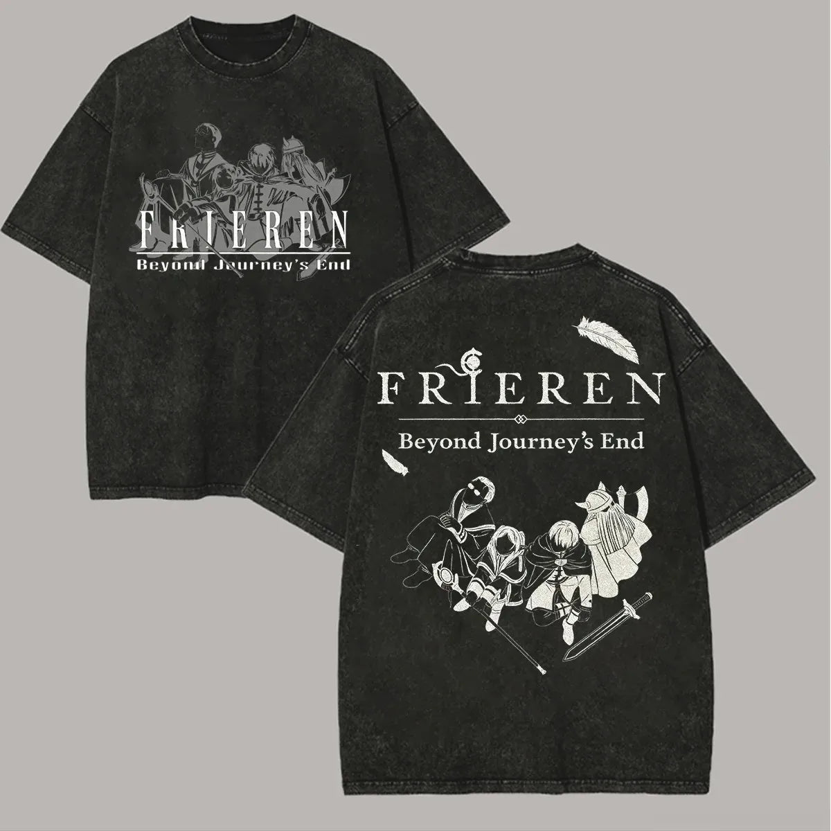 Frieren: Beyond Journey's End -- T-shirt Men's Unisex Clothing Washed Oversized T Shirt High Quality Cotton Tees Tops