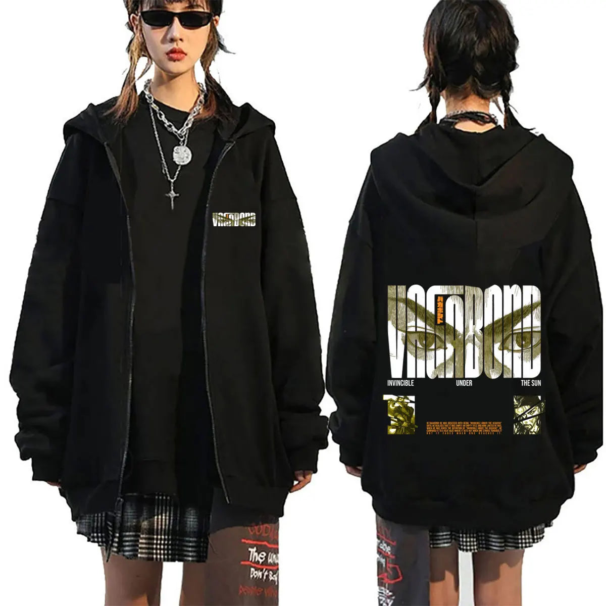 Anime Vinland Saga Miyamoto Musashi Invincible Under The Sun Zipper Hoodie Men's Women Manga Casual Oversized Zip Up Jacket Coat