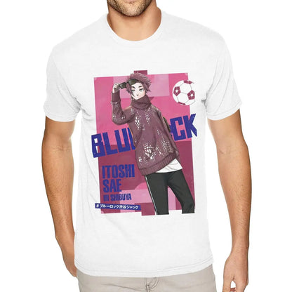 Blue Lock: Short Sleeve Crew Neck Natural Cotton Itoshi Sae TShirt Worlds Boyfriends S T Shirt
