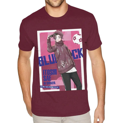 Blue Lock: Short Sleeve Crew Neck Natural Cotton Itoshi Sae TShirt Worlds Boyfriends S T Shirt