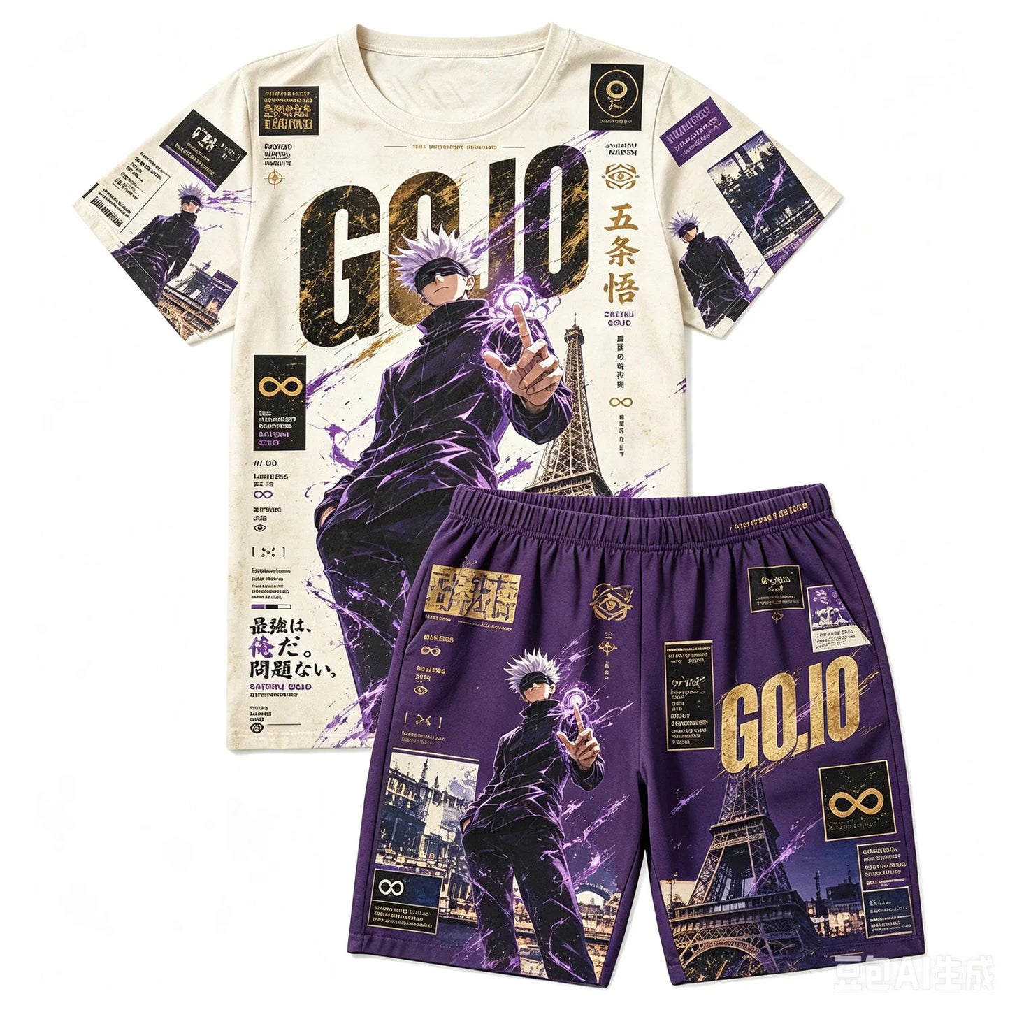 Blue Lock: Shidou Ryusei Purple Lightning Soccer Print T-Shirt Shorts Set For Men Women Kids Soft Anime Summer Loungewear Pajama