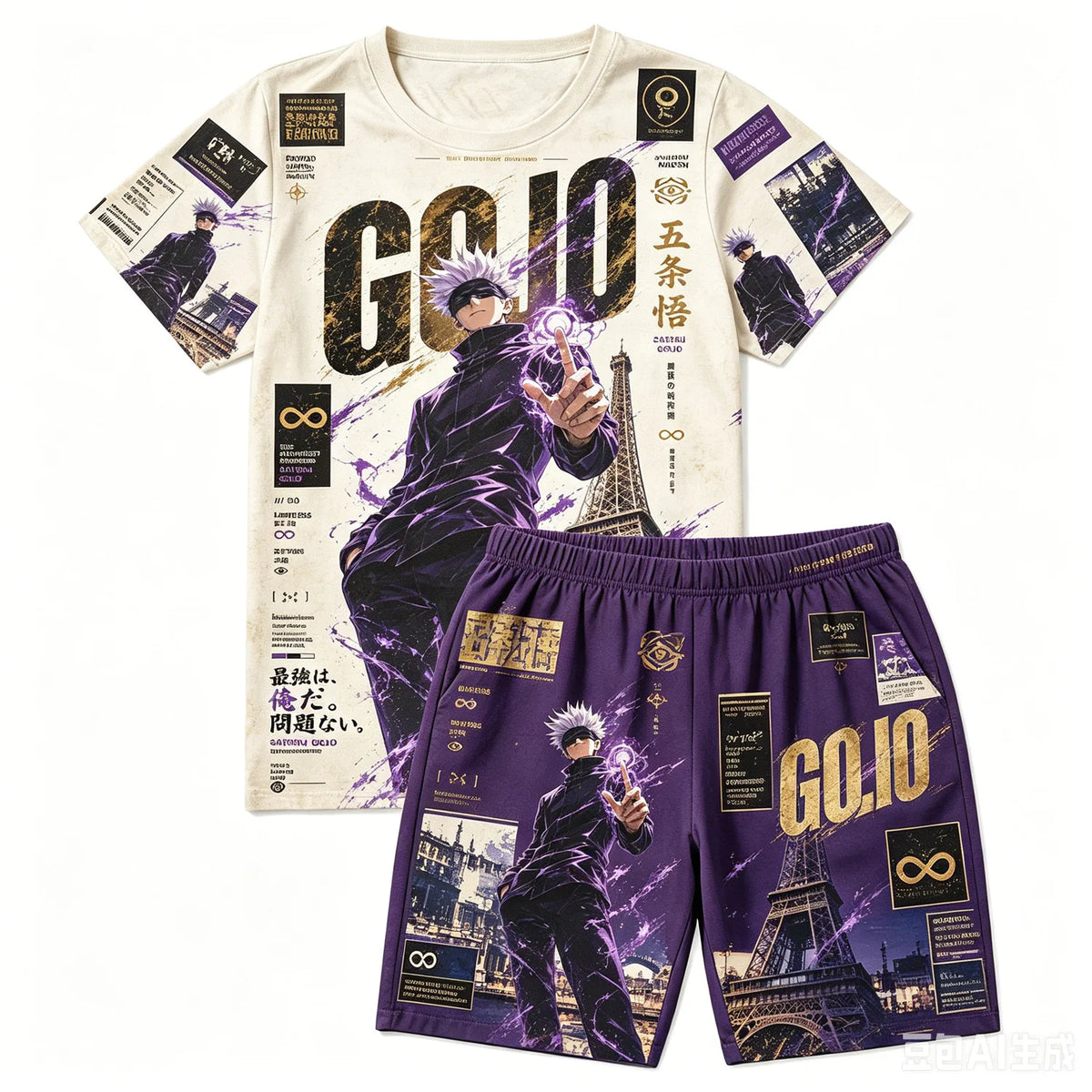 Demon Slayer: Gyomei Himejima  Soccer Print T-Shirt Shorts Set For Men Women Kids Soft Anime Summer Loungewear Pajama