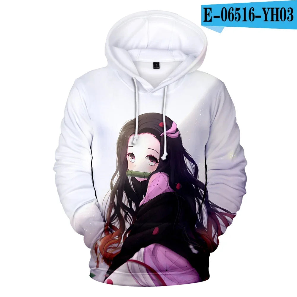 Demon Slayer: Kimetsu No Yaiba Hoodies Sweatshirts Black White Checkered Pattern Full Hoodies Casual