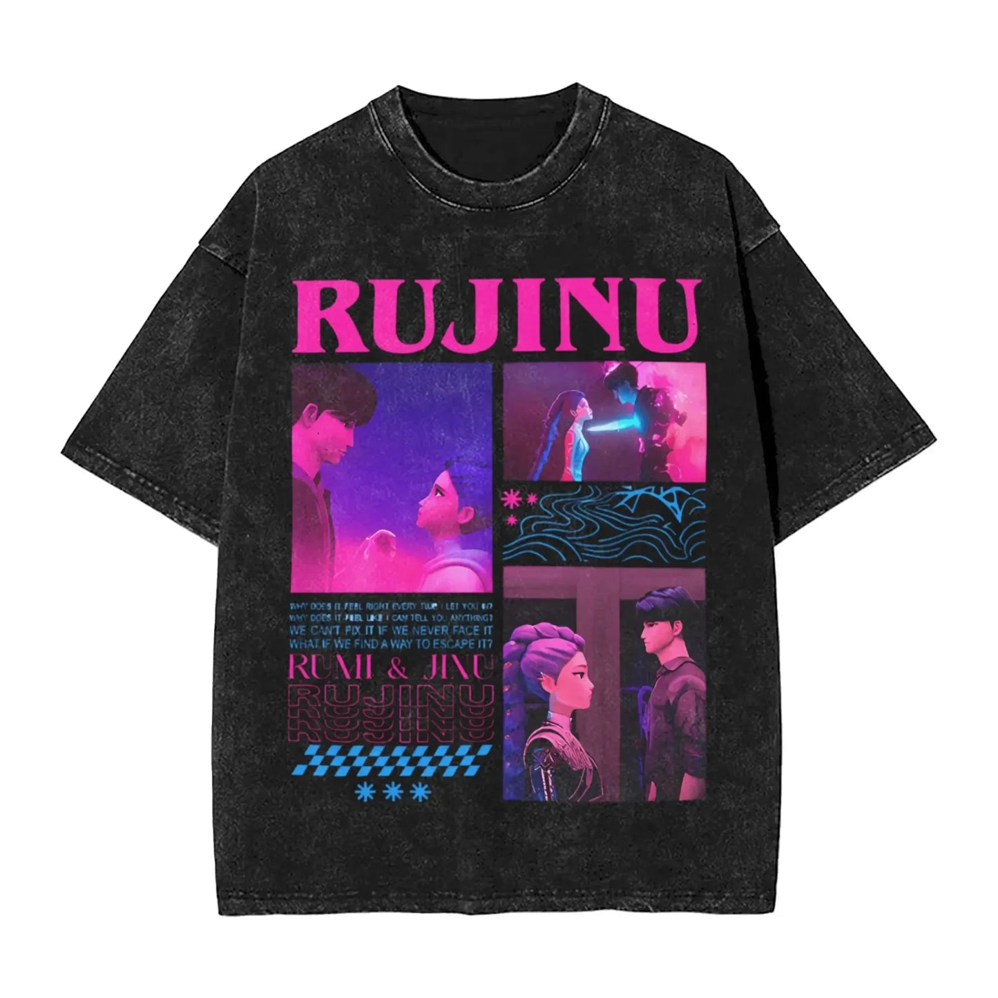 K-Pop Demon Hunters Washed T-Shirt Man Derpy Tiger Casual T-Shirts Summer Breathable Trendy Tee Shirt Design Plus Size Clothes