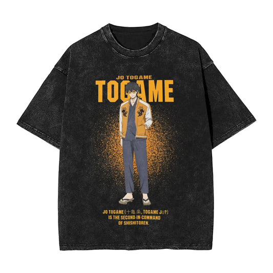 Wind Breaker: Jo Togame Washed T Shirt Novelty Harajuku Oversize Tee T-Shirts 100% Cotton