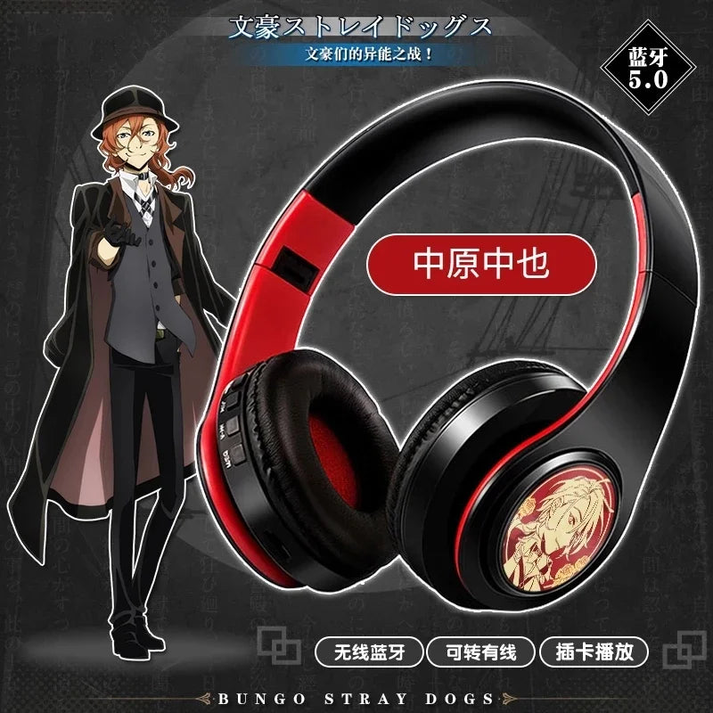 Bungo Stray Dogs: HEADPHONES  game Dazai Osamu cosplay wireless Bluetooth headset Nakahara Chuya comfortable stereo foldable gaming headphone