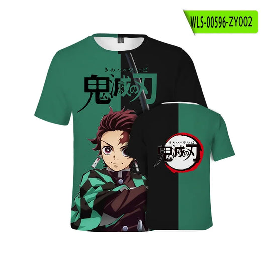 Demon Slayer: Kamado Tanjirou  T shirt 3D  Short Sleeve Y2k Tees