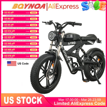 Yowamushi Pedal: [750W Snow-Proof E-Bike] 48V17.5AH Fat Tire Electric Bicycle for Adults,Shimano 7-Speed 330LBS Load,75Miles 35MPH,Turn Signals