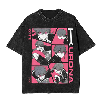 Blue Lock: ISAGI YOICHI T Shirt Printed Cotton Washed  Retro T-Shirts