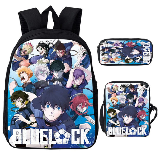 Blue Lock: Isagi Yoichi Backpack Shoulder Bag Pencil Case 3Pcs Set Waterproof Boys Girls Students School Bags Child Bookbag