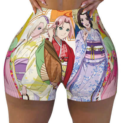 Naruto: Sakura Haruno  Hinata Hyuga Workout Biker Running Shorts Women Kushina Uzumaki Gym Yoga Shorts