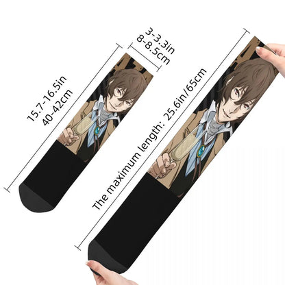 Bungo Stray Dogs: Printed Crew Sock - - Retro Osamu Dazai Crazy Men's compression Socks Unisex Wan Anime Harajuku Pattern