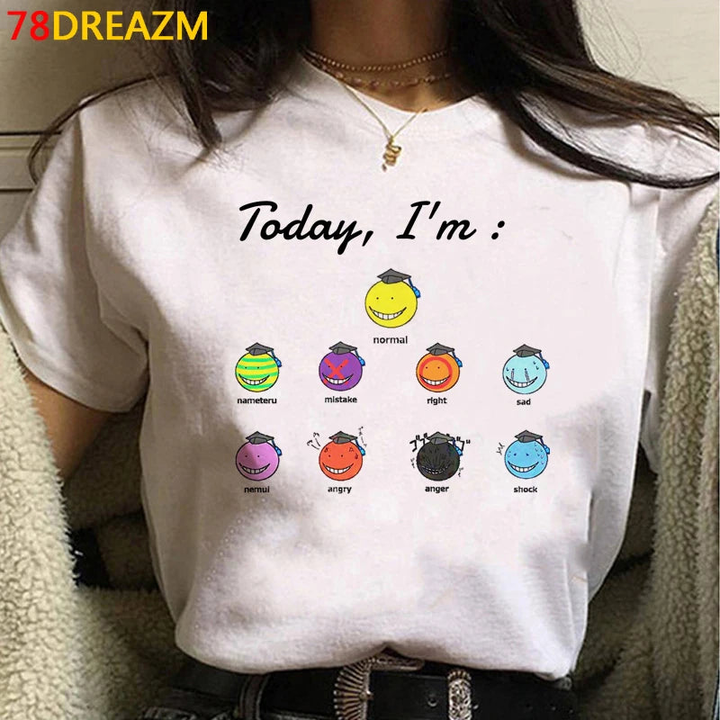 Assassination Classroom: Tshirt Clothes Women Couple  White T Shirt Casual Harajuku Kawaii Summer Top Tshirt White T Shirt