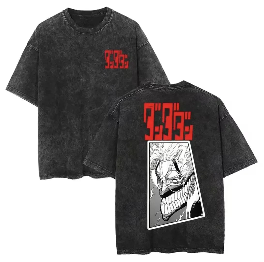 Dandadan: Manga Funny Graphic Print T-shirts Streetwear Hip Hop Harajuku Fashion Tees Retro Washed Cotton Washed Tops