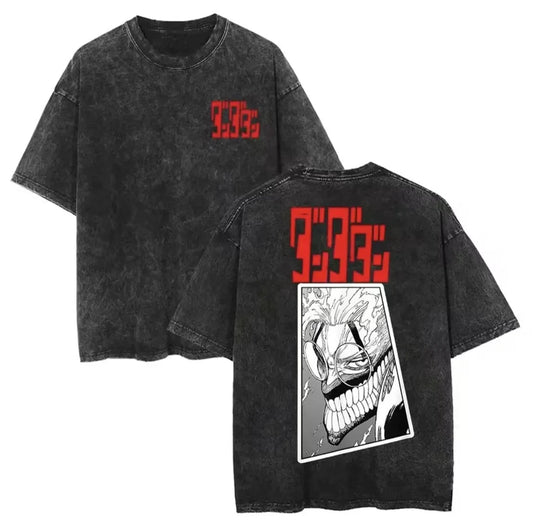 Dandadan: Manga Funny Graphic Print T-shirts Streetwear Hip Hop Harajuku Fashion Tees Retro Washed Cotton Washed Tops