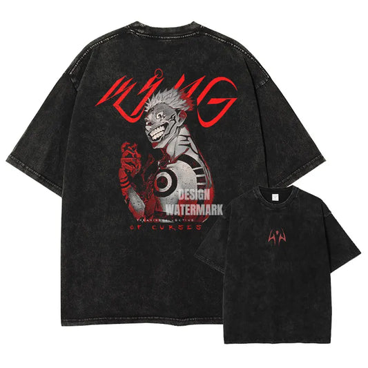 Jujutsu Kaisen: T Shirts Vintage Washed CHOSO T-shirt Oversize Short Sleeve Fushiguro Toji Gojo Saturo Itadori