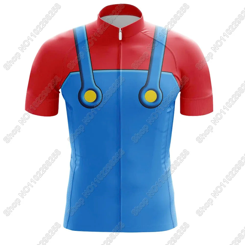 Super Mario: Mario and Luigi theme colors-- Cycling Jersey Set Men Funny Cycling Clothing Summer Road Bike Shirt Suit Bicycle Bib Shorts MTB Maillot