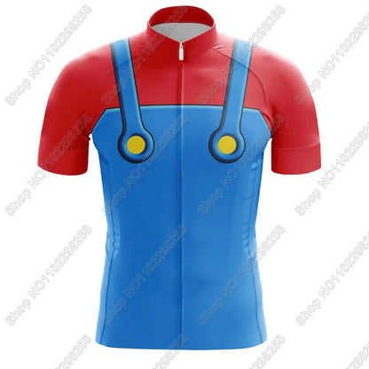 Super Mario: Mario and Luigi theme colors-- Cycling Jersey Set Men Funny Cycling Clothing Summer Road Bike Shirt Suit Bicycle Bib Shorts MTB Maillot
