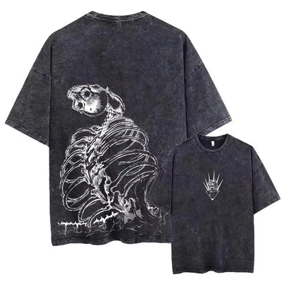Attack On Titan: Washed Tshirts Hip Hop Retro Punk Gothic Cotton Vintage T-Shirt Harajuku Casual Men Short Sleeve Top Tee