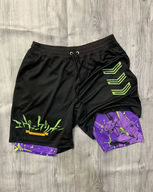 Genesis Evangelion: Men's Cosplay Shorts Double-layer Two-in-one Shorts Quick-drying Fake Y2k