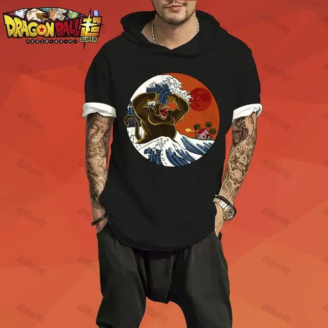Dragon Ball: T-shirt Men Trend Z GOKU Men's Hooded Essentials 3XL Tops Fashion High Quality Harajuku Style Z Short Sleeve 2025