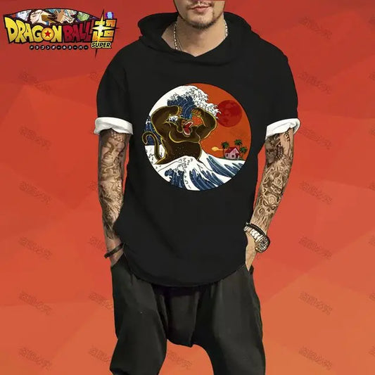 Dragon Ball: T-shirt Men Trend Z GOKU Men's Hooded Essentials 3XL Tops Fashion High Quality Harajuku Style Z Short Sleeve 2025