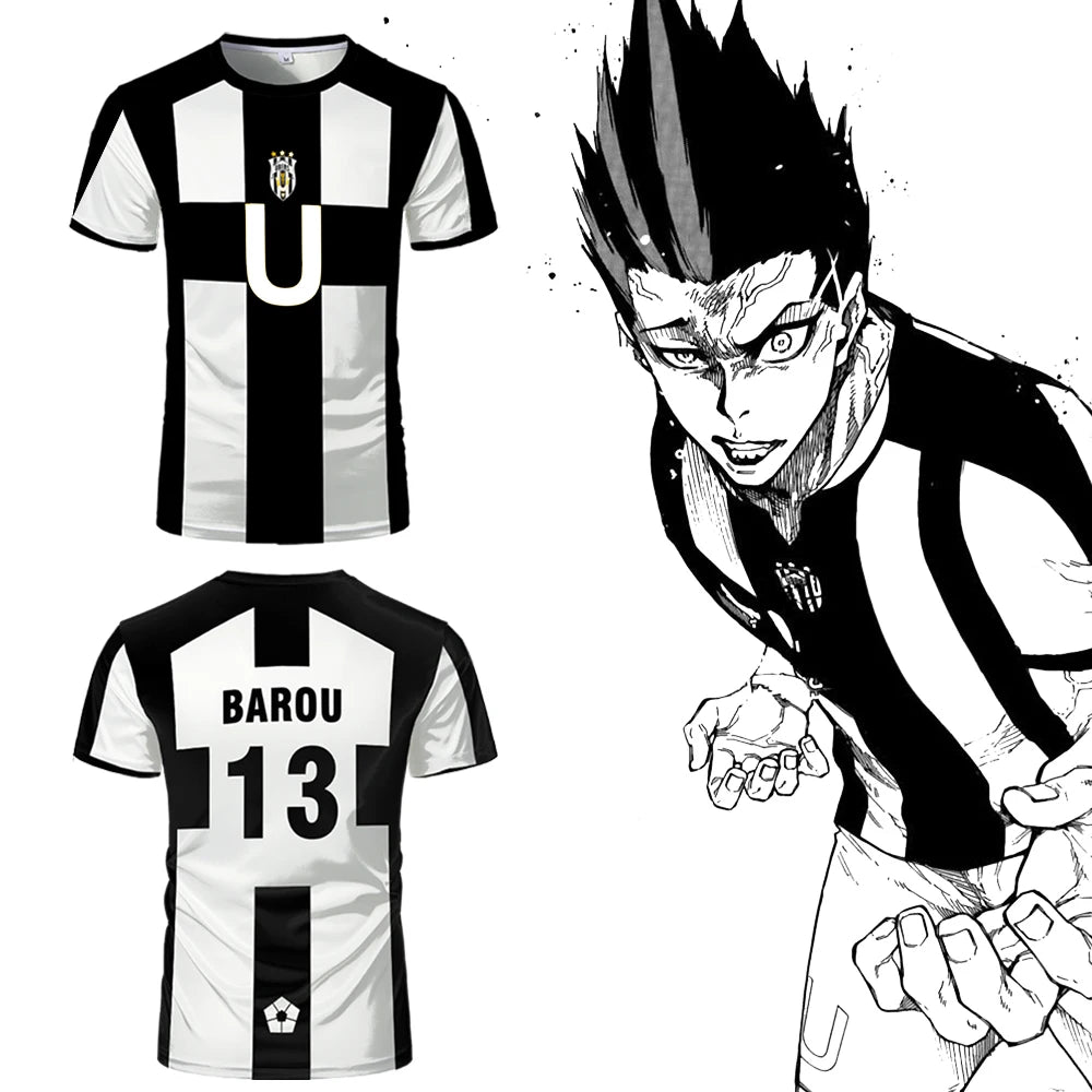 Blue Lock: Ubers Jerseys Summer Soccer T Shirts Cosplay Uniforms Barou Aiku T Shirt Unisex Street Wear Tops AIKU