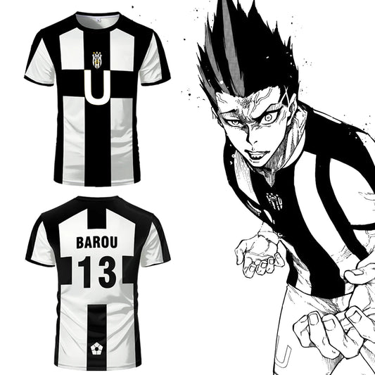 Blue Lock: Ubers Jerseys Summer Soccer T Shirts Cosplay Uniforms Barou Aiku T Shirt Unisex Street Wear Tops AIKU