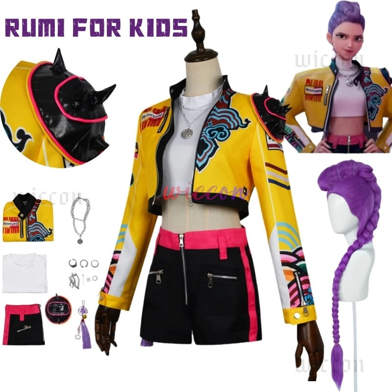 KPop Demon Hunters:  Huntrix Rumi Cosplay KPOP Group Stage Cosplay Print Pattern Uniform Halloween Party Sexy Outfit For Woman