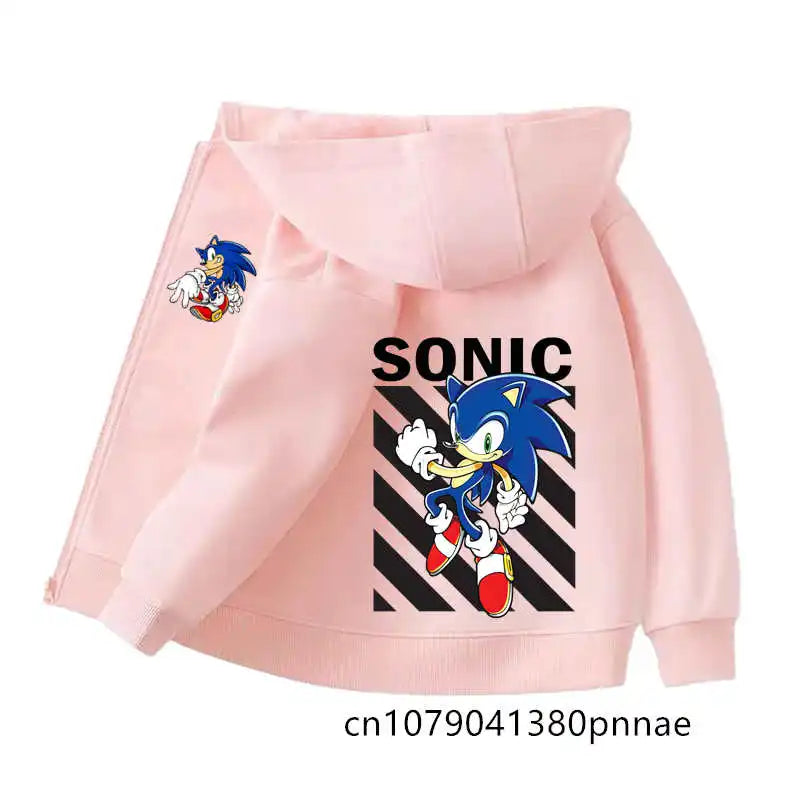 Sonic The Hedgehog:  Zipper Hoodie Set Zipper Hoodie Fashion Coat Kids Cartoon Teen Tracksuits Toddler Clothe Sport Suit