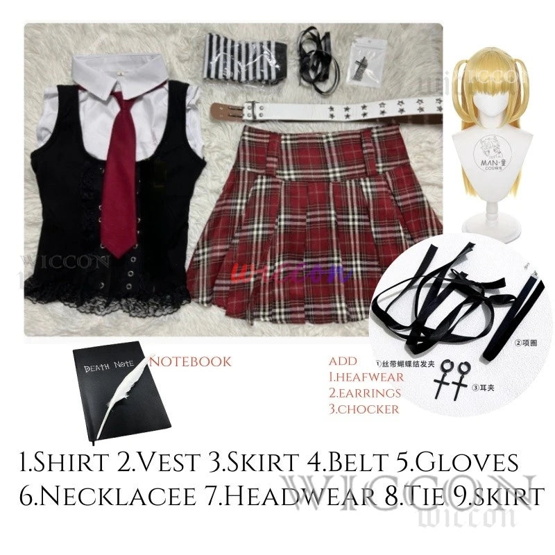 Death Note:Misa Cosplay  Misa Amane Cosplay Costume Daily Sexy Dress Subculture Necklace y2k jirai kei GothLoli Uniform Wig