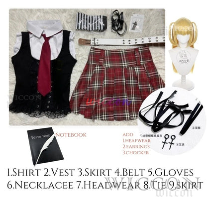 Death Note:Misa Cosplay  Misa Amane Cosplay Costume Daily Sexy Dress Subculture Necklace y2k jirai kei GothLoli Uniform Wig
