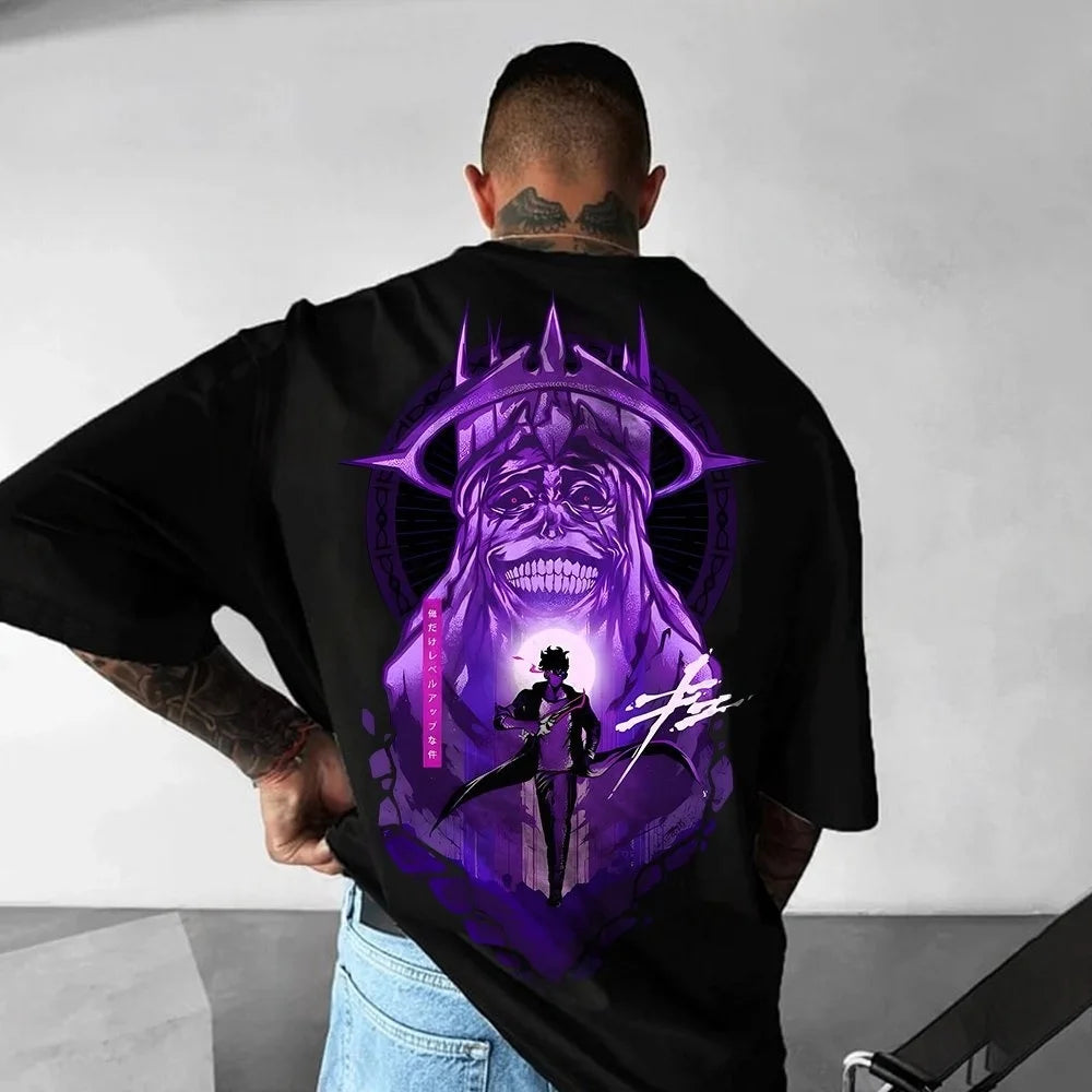 Solo Leveling: Official Anime T-Shirt - Licensed Cotton Oversized Y2K Streetwear for Otaku, Casual Wear & Comic Conventions