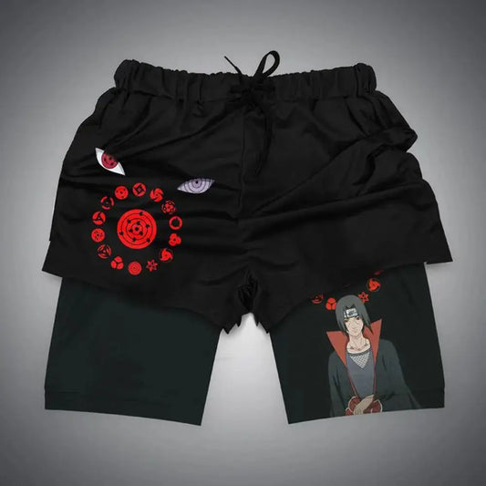 Naruto: Anime Shorts Men's Double-layer 2-in-1 Sports Shorts Fitness Basketball Shorts