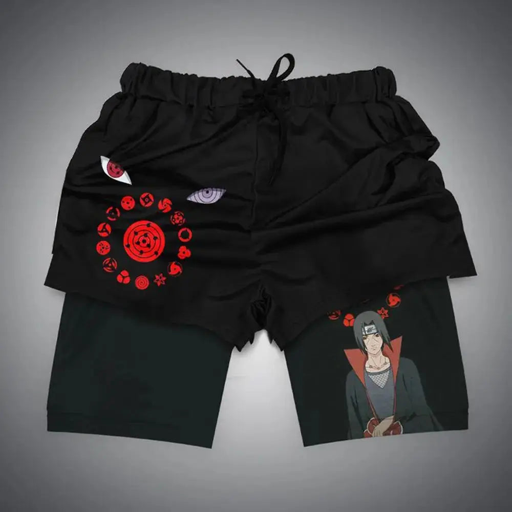 Naruto: Anime Shorts Men's Double-layer 2-in-1 Sports Shorts Fitness Basketball Shorts